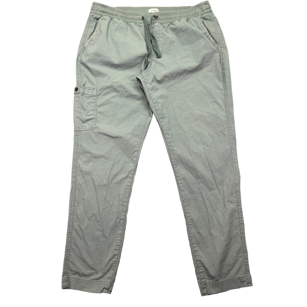 L.L.Bean Comfort Cargo Pants Drawstring Lightweight Green Size L‎ Fits 36"